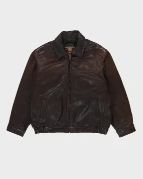 00s Brown Leather Jacket - XL