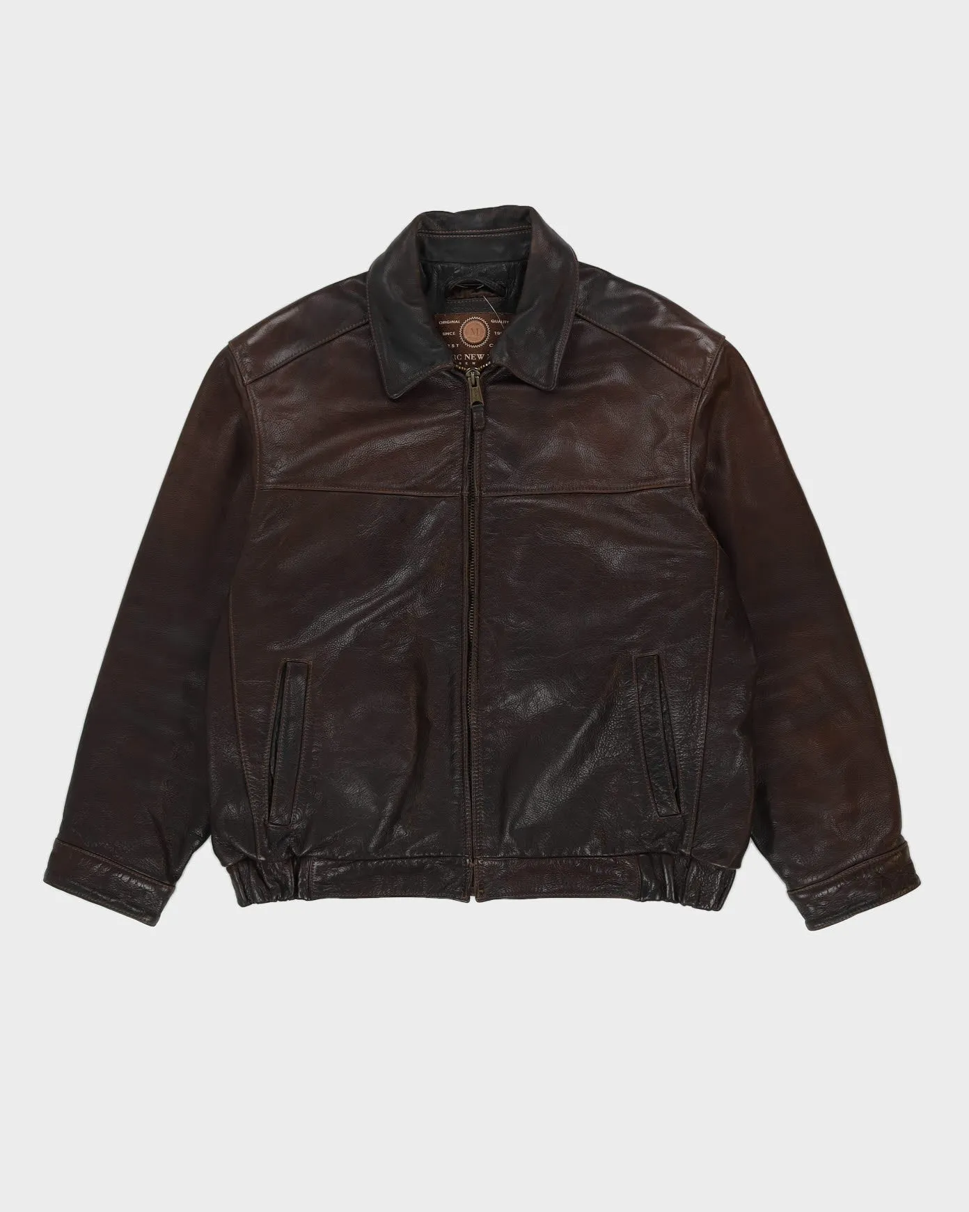 00s Brown Leather Jacket - XL