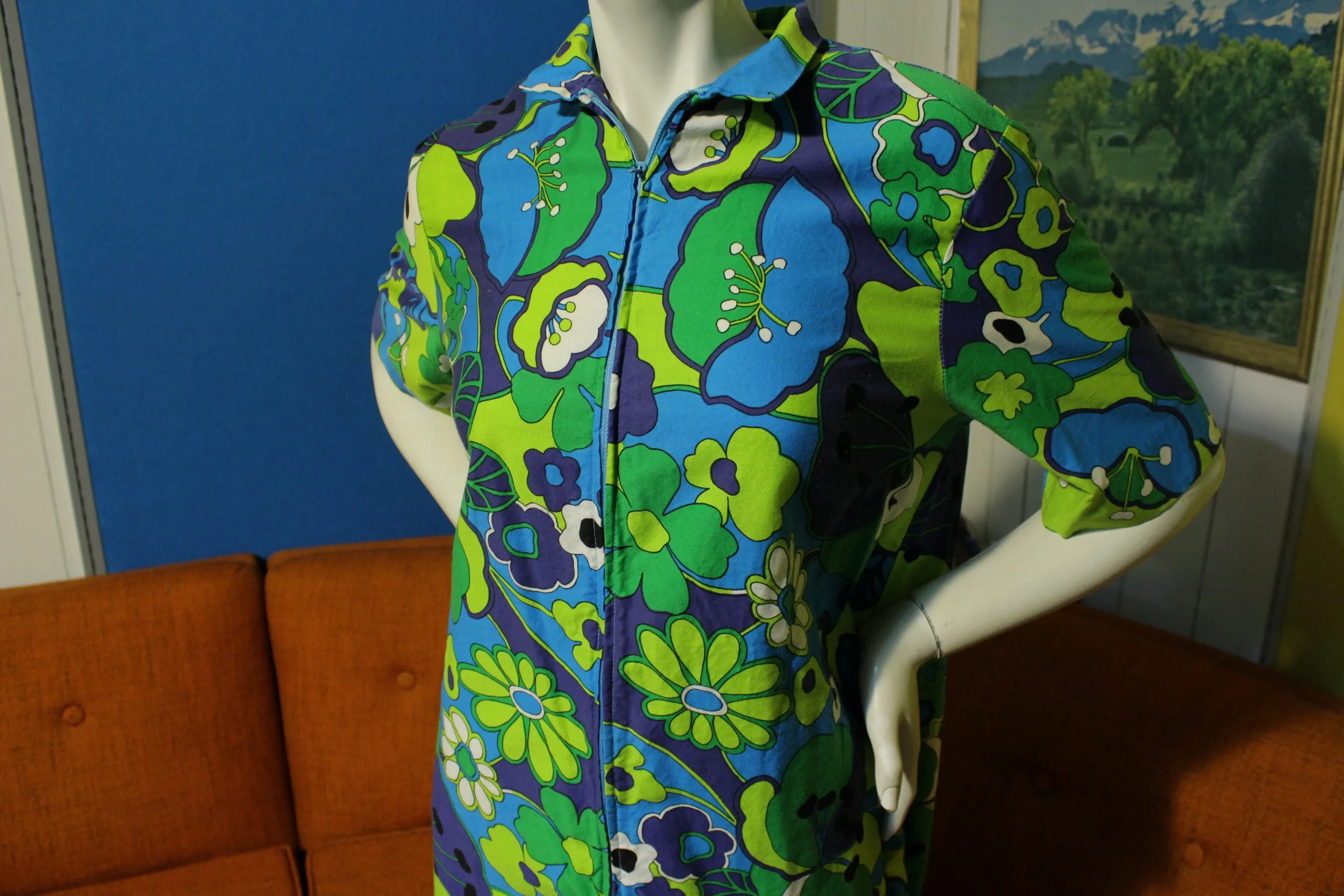 1960's 1970's Styloungers Flower Power Hippie Boho Dress. Mod Japan.