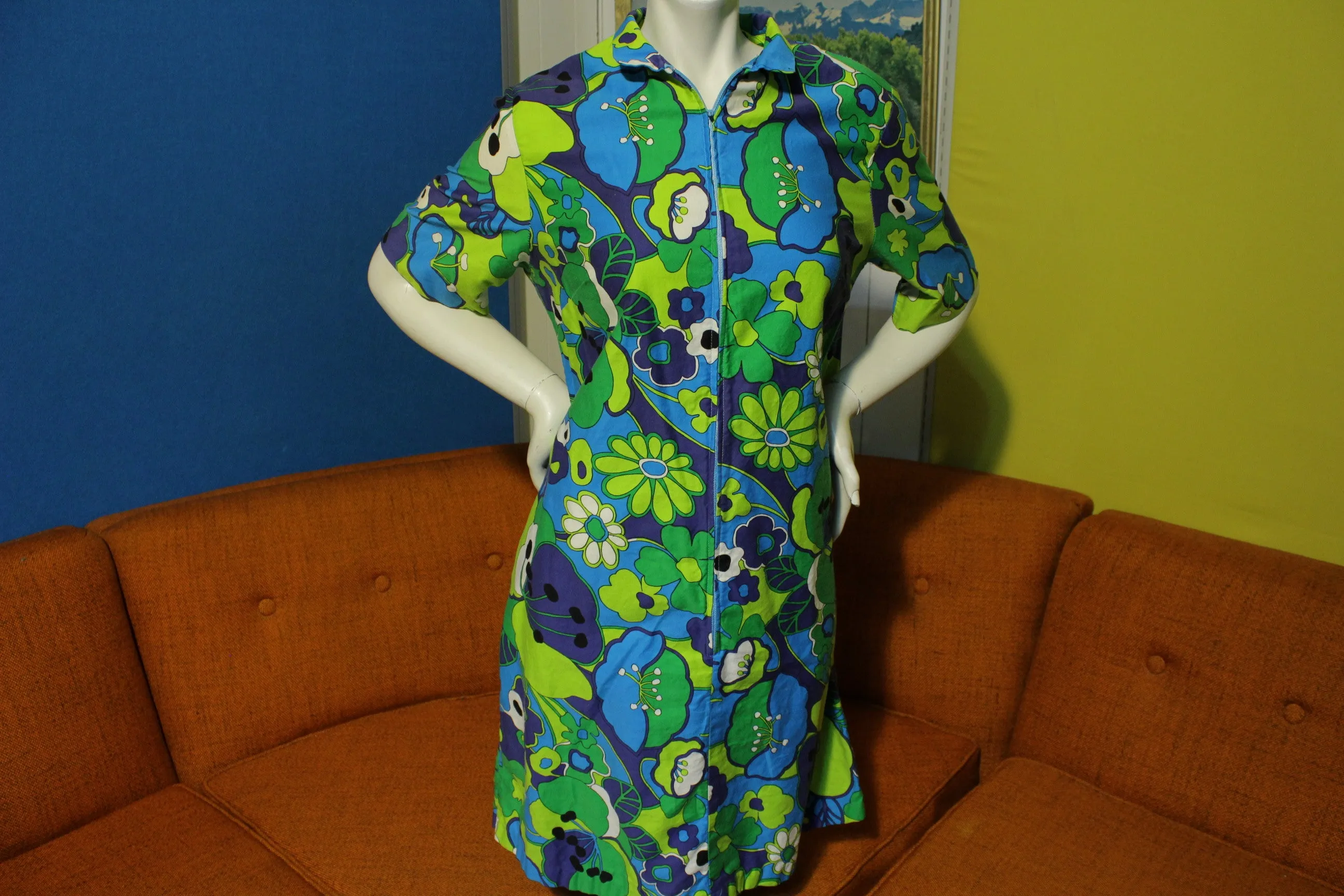 1960's 1970's Styloungers Flower Power Hippie Boho Dress. Mod Japan.