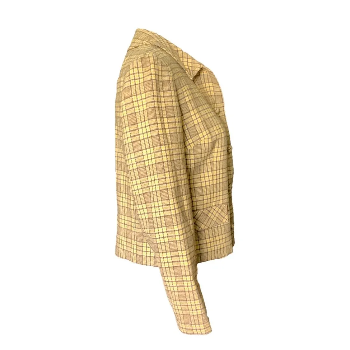 1970s Yellow Plaid Short Wool Jacket or Blazer by Pendleton. 2020 Fall Fashion Trend Vintage Style.