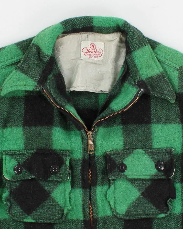 50's Vintage Green 5 Brother Union Made Wool Jacket - S