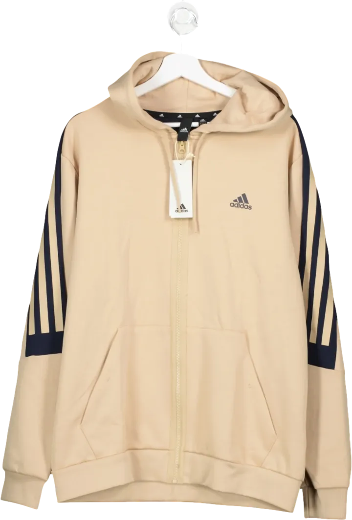 adidas Beige Future Icons 3-stripes Full Zip Hoodie BNWT  UK L