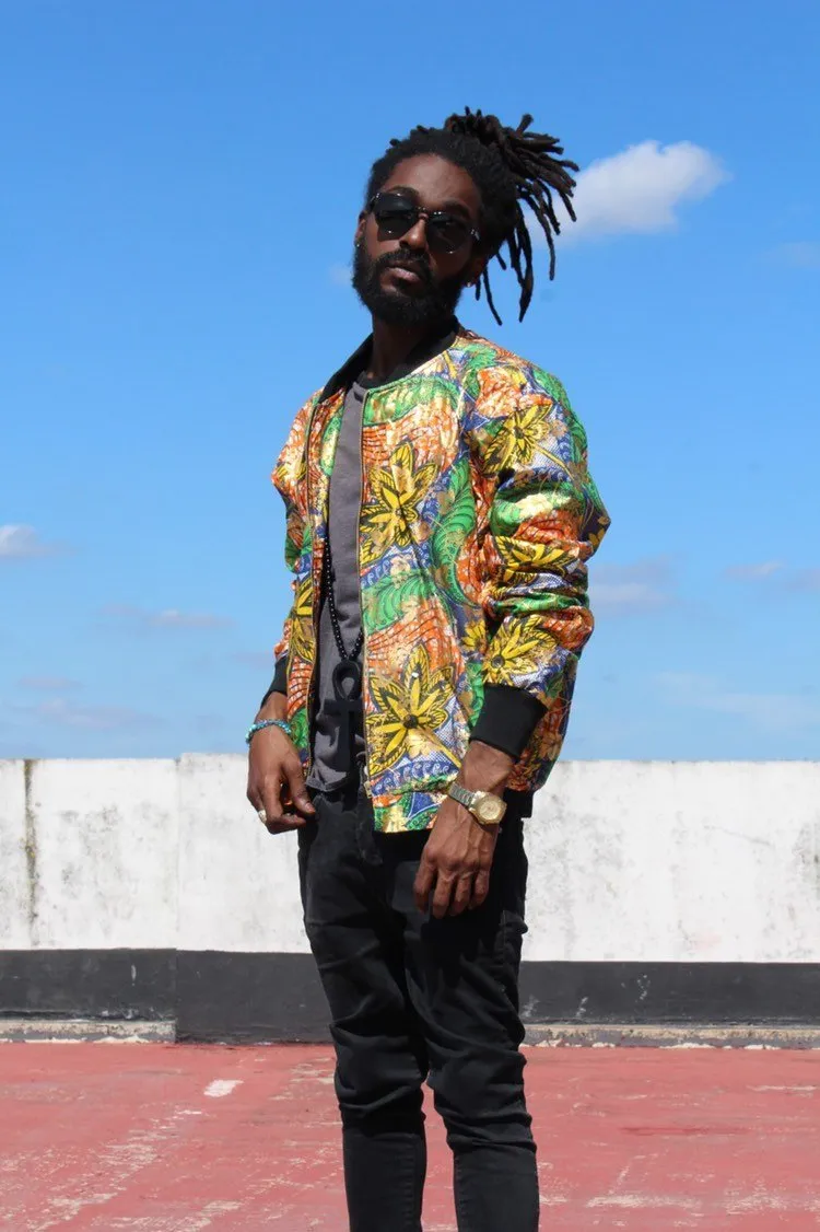 African Clothing - Festival Bomber Jacket in Gold Print