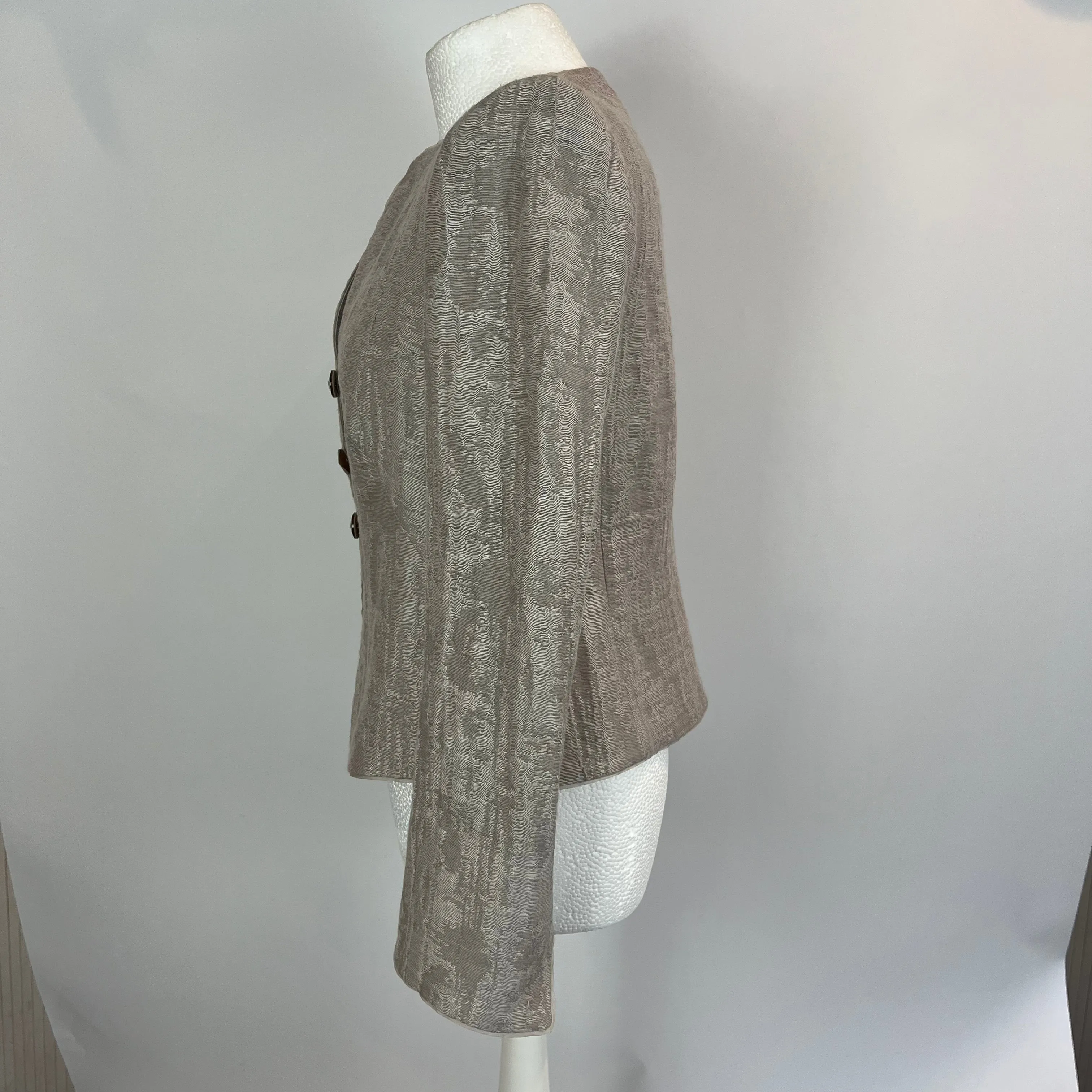 Armani Collezioni Pearl Grey Textured Linen Mix Jacket M