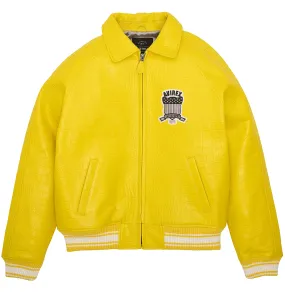 AVIREX CROC IRON LEATHER JACKET YELLOW