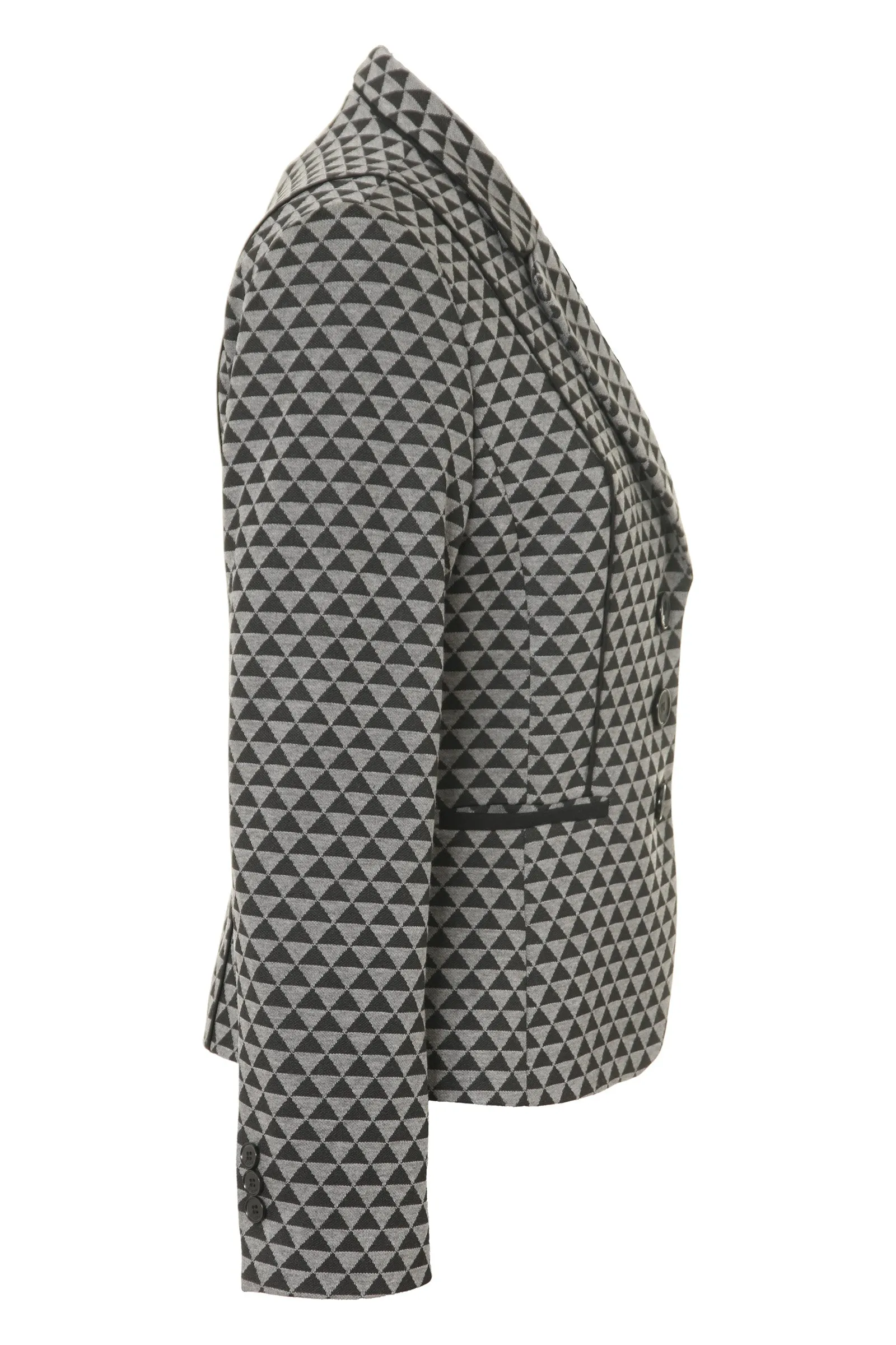 Busy Clothing Womens Black And Grey Geometric Pattern Jacket