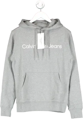 Calvin Klein Grey Mid-grey Logo Hoodie BNWT UK XXS