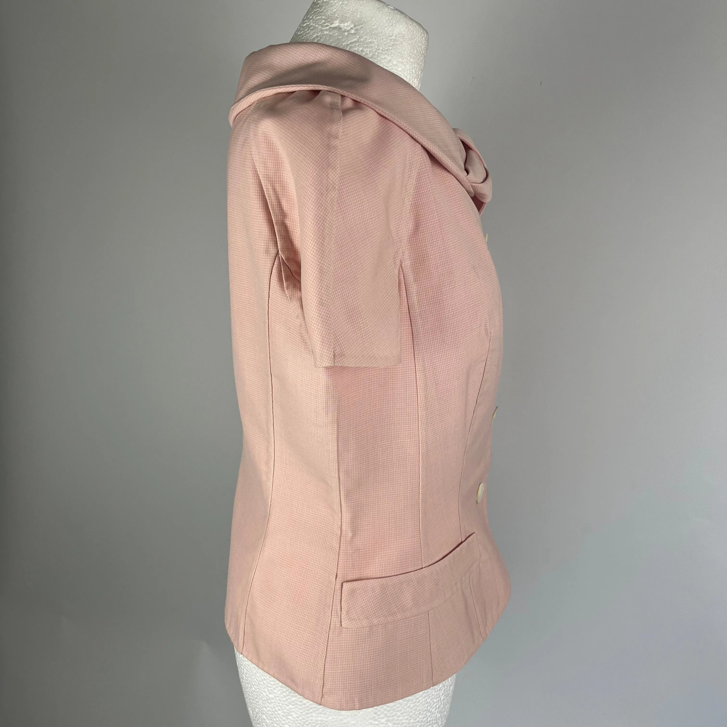 Christian Dior Pink Puppytooth Check Short Sleeve Jacket  XL