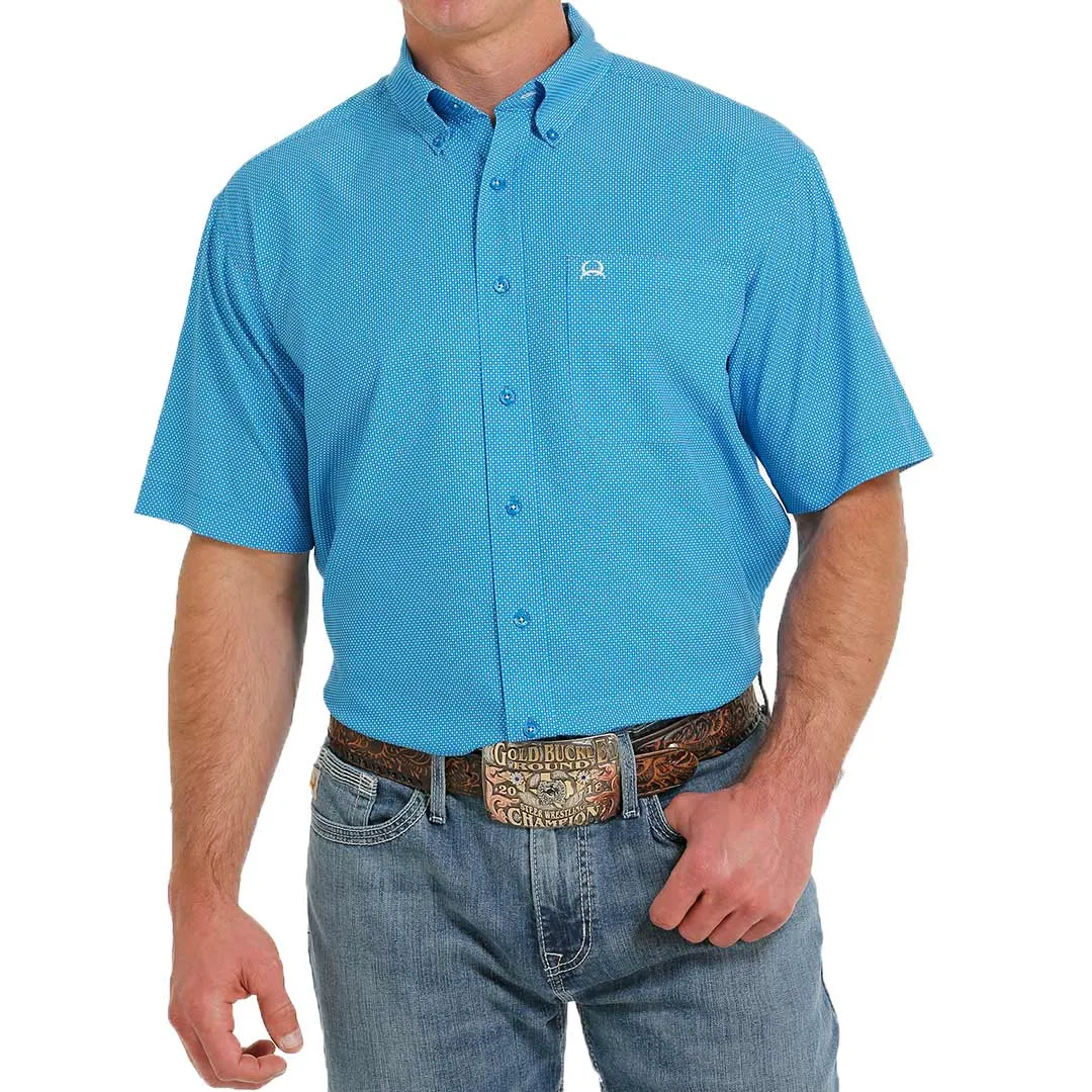 Cinch Men's ArenaFlex Short Sleeve Micro Dot Print Button-Down Shirt