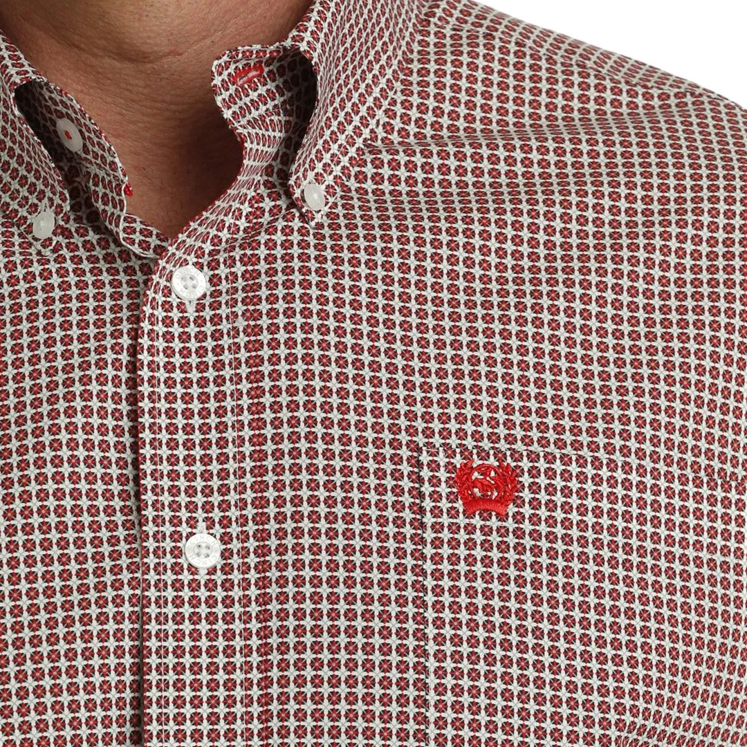 Cinch Men's Geometric Hex Button-Down Shirt In Red