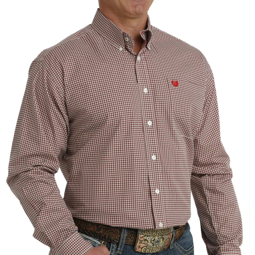 Cinch Men's Geometric Hex Button-Down Shirt In Red