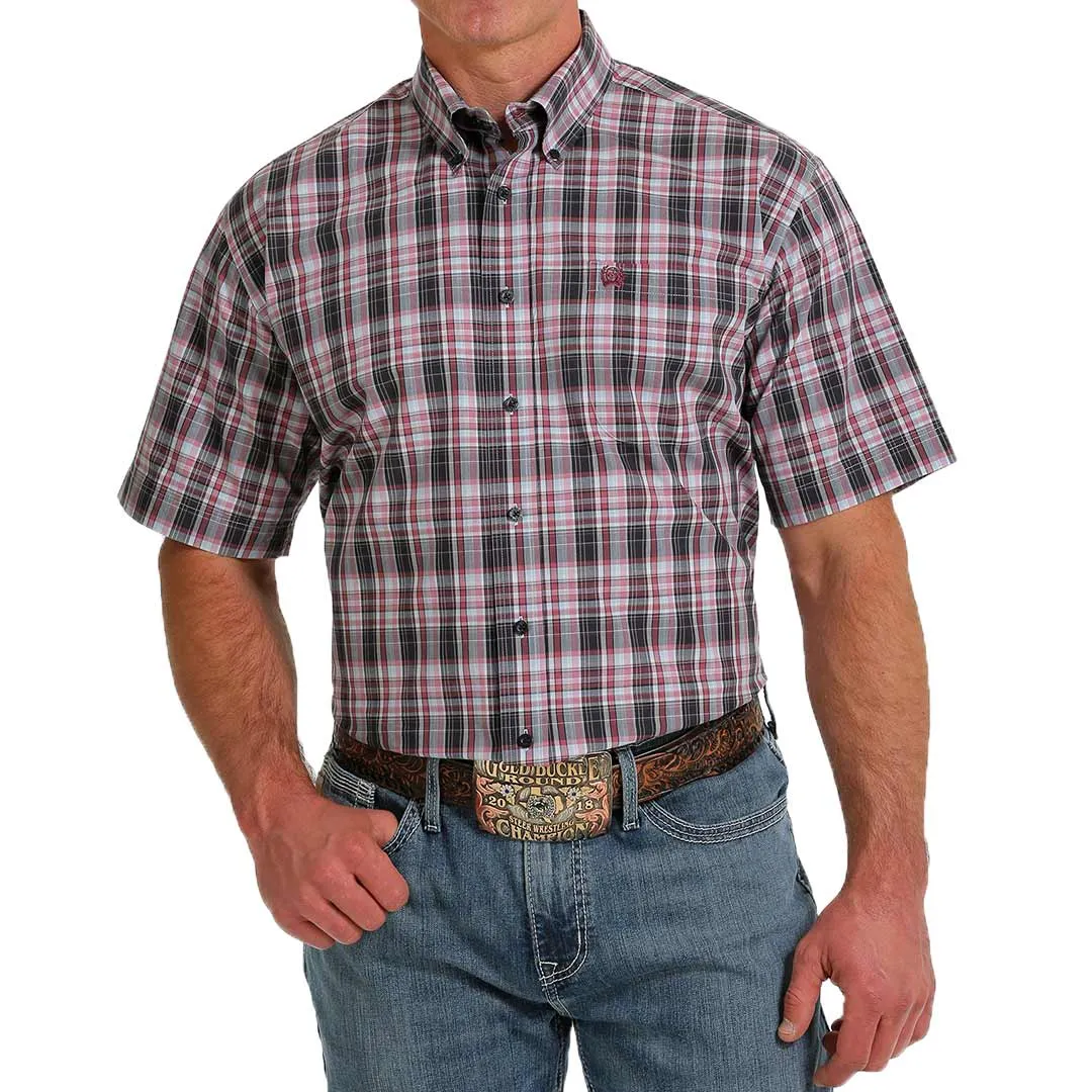 Cinch Men's Short Sleeve Plaid Print Button-Down Shirt