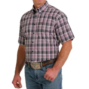 Cinch Men's Short Sleeve Plaid Print Button-Down Shirt