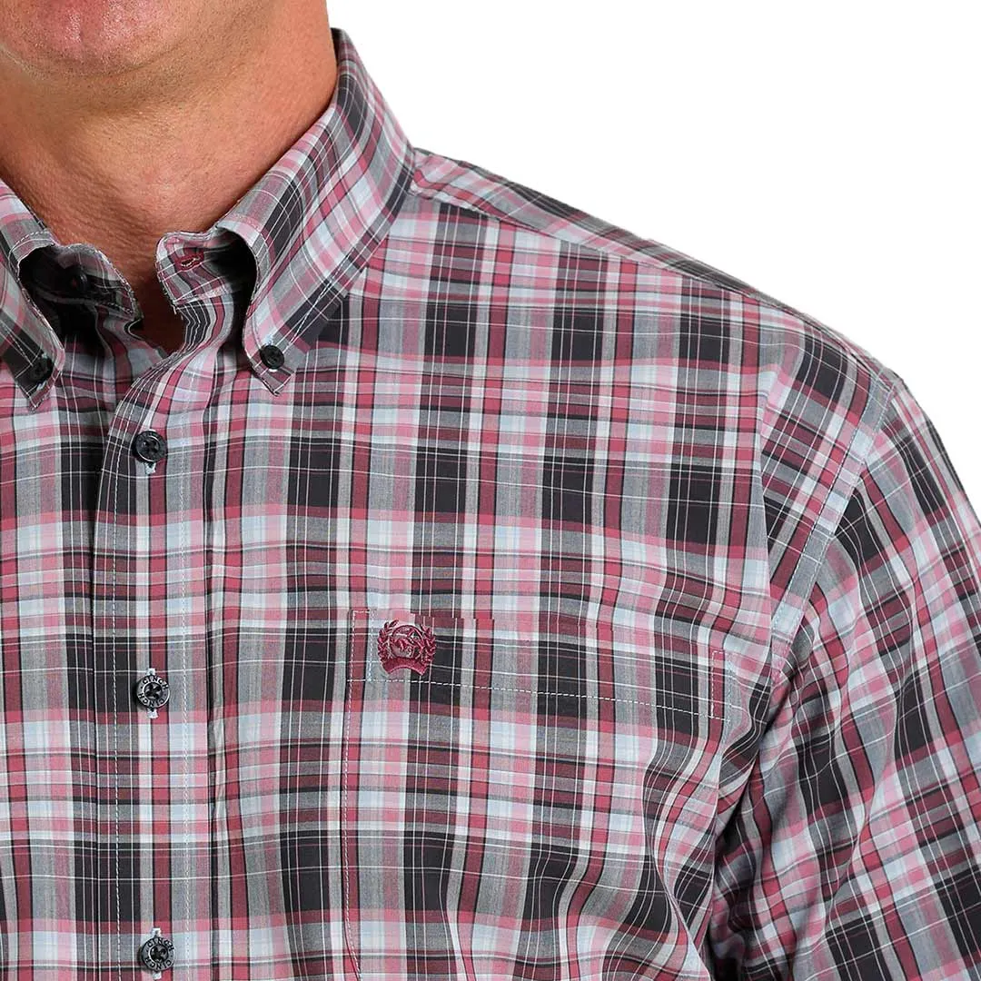 Cinch Men's Short Sleeve Plaid Print Button-Down Shirt