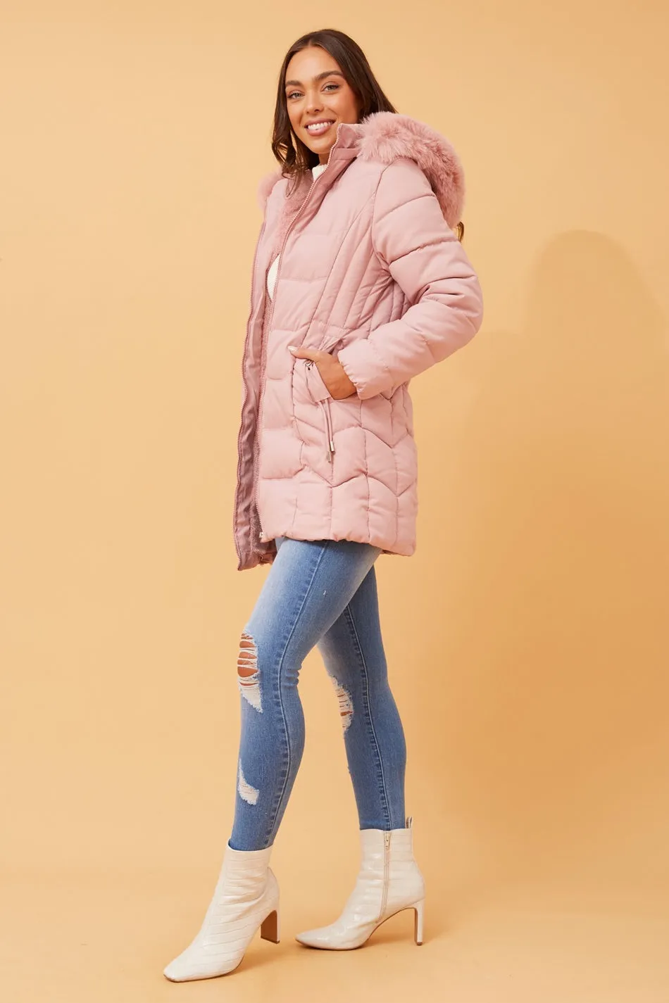 ELAINE FUR HOOD PUFFER COAT