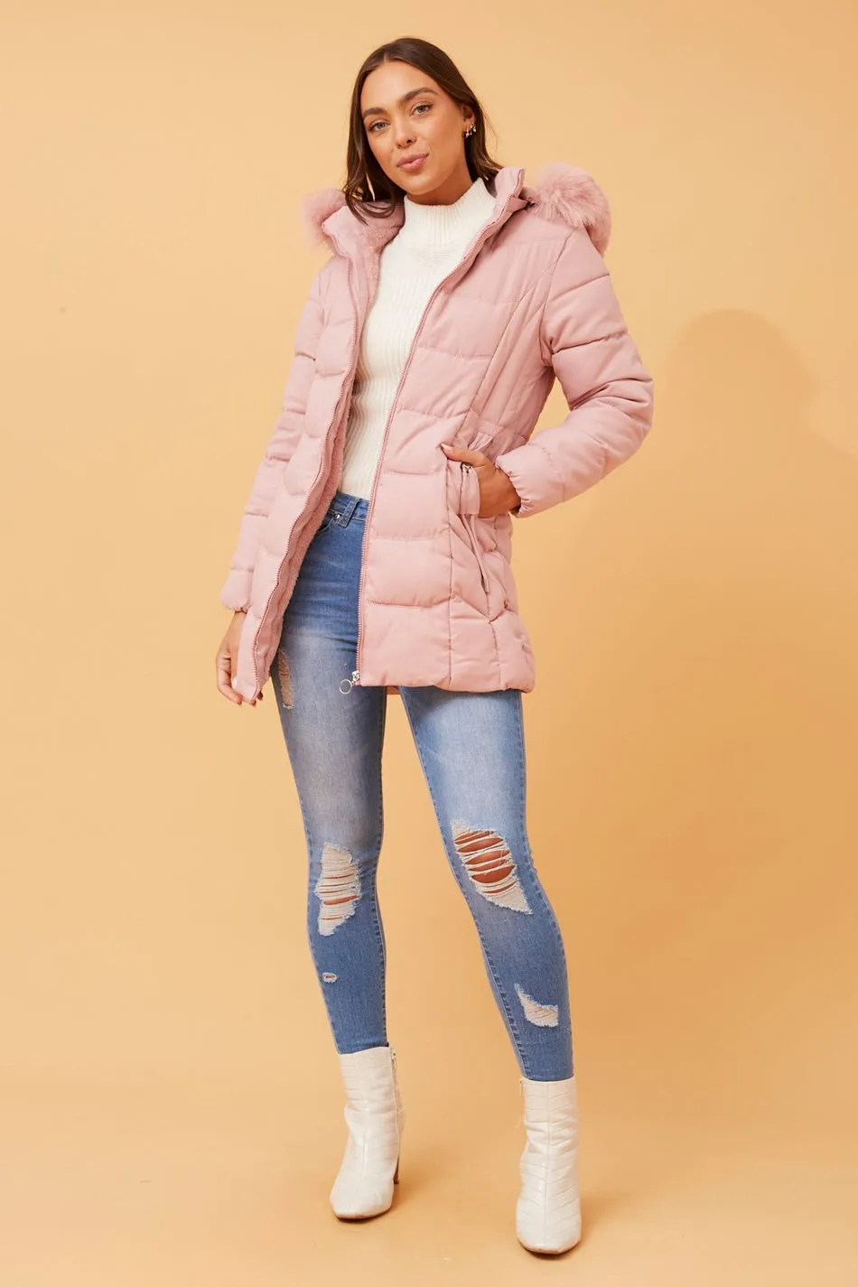 ELAINE FUR HOOD PUFFER COAT