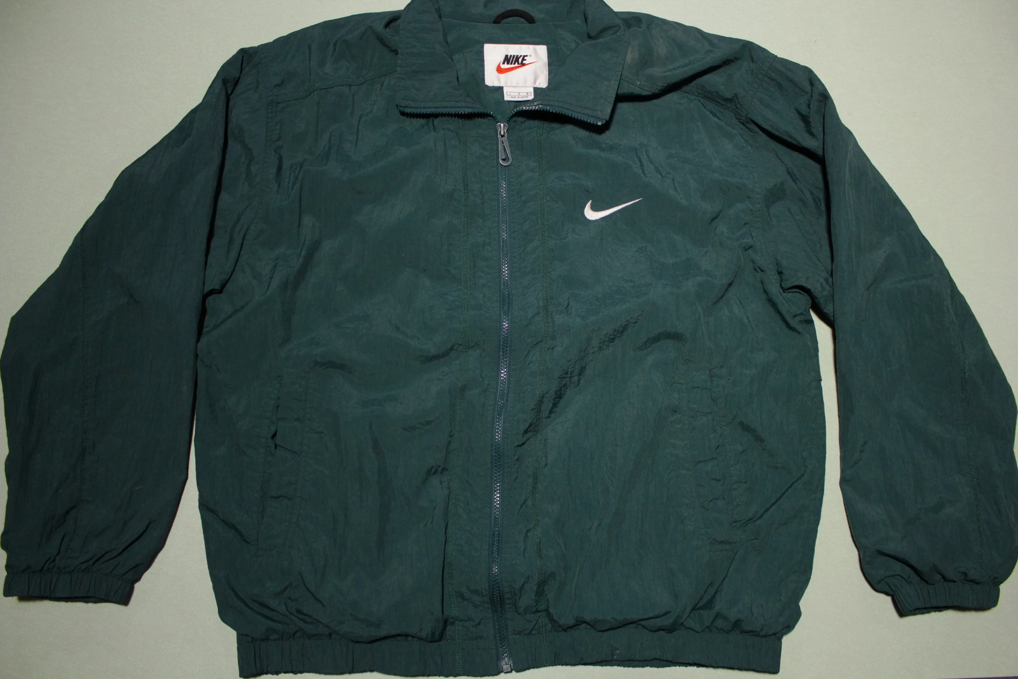 Forest Green Nike Vintage 90's White Tag Track Canopy Windbreaker Jacket