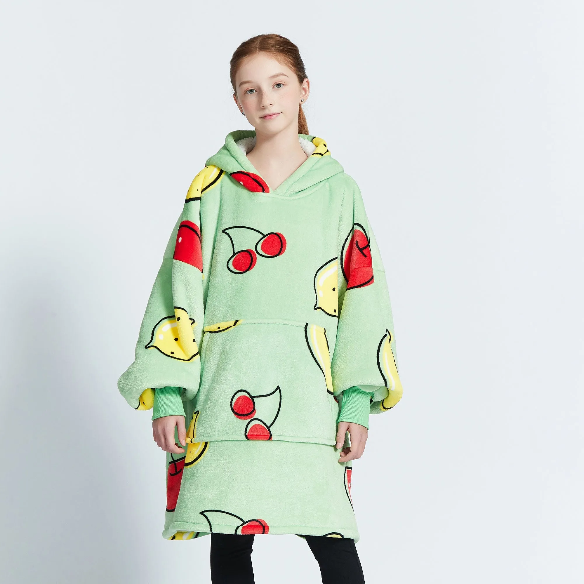 Fruits Green Kids Hoodie Blanket