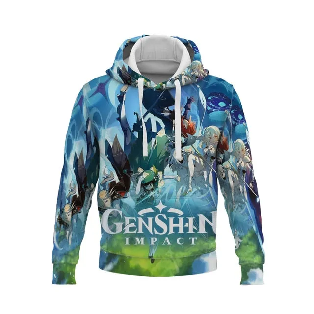 Game Genshin Impact Hoodies Men Women's Sweatshirt Boys Clothing Anime 3D Hoody Sexy Girl Klee XIAO Mens Hoodie kids Pullovers