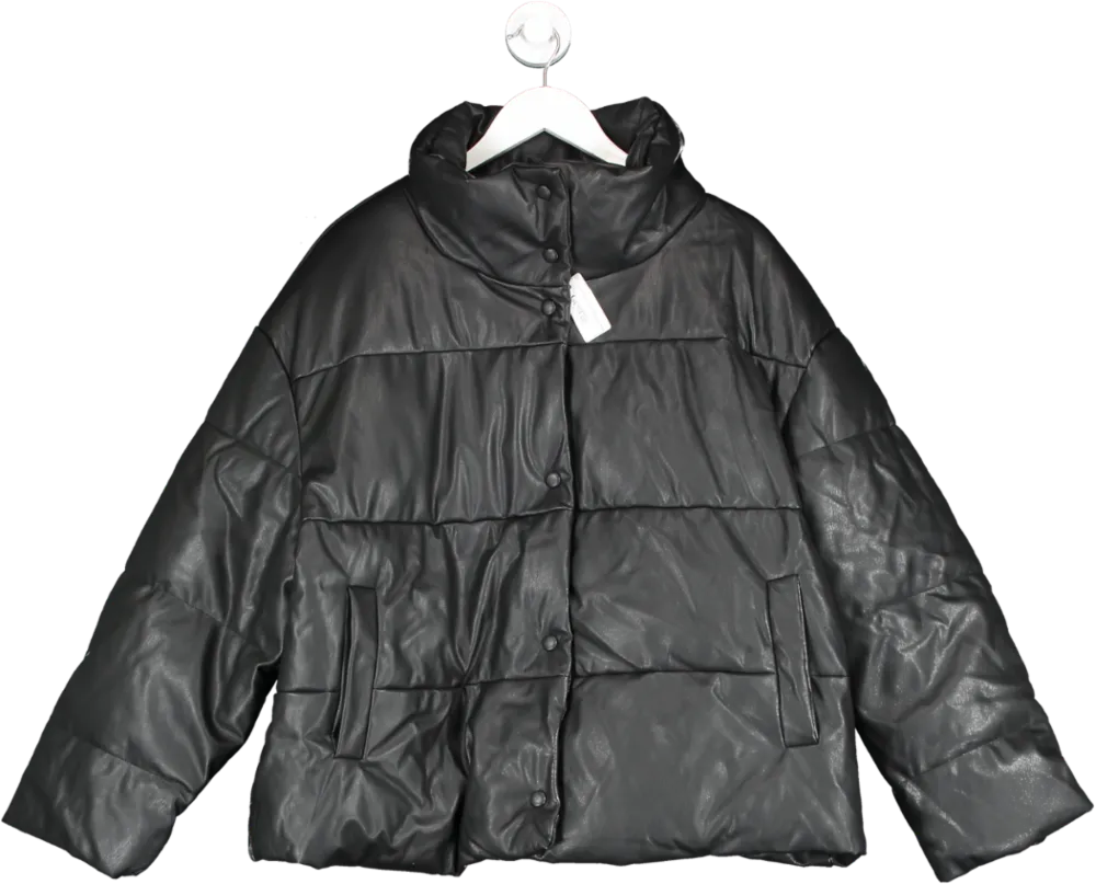 George Black Leather Effect Puffer Jacket BNWT UK XL