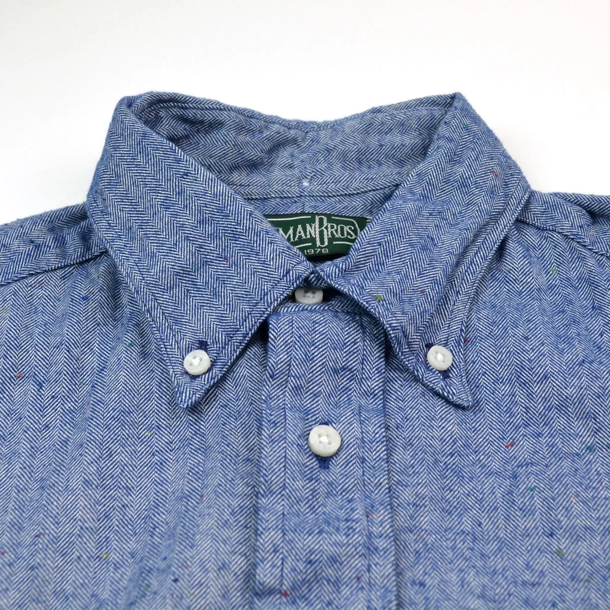 Gitman Vintage - Japanese Slub Herringbone Flannel Shirt - Blue