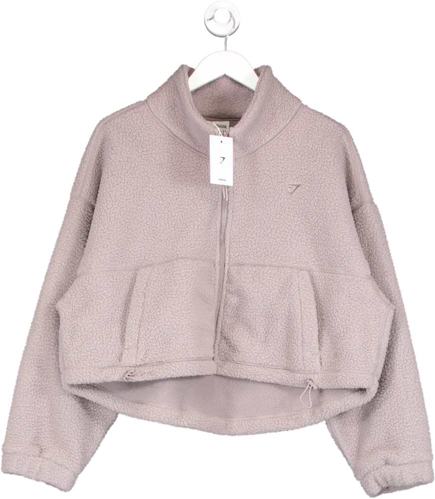 gymshark Purple Elevate Fleece Midi Jacket In Washed Mauve UK S