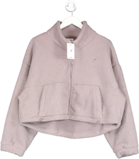 gymshark Purple Elevate Fleece Midi Jacket In Washed Mauve UK S