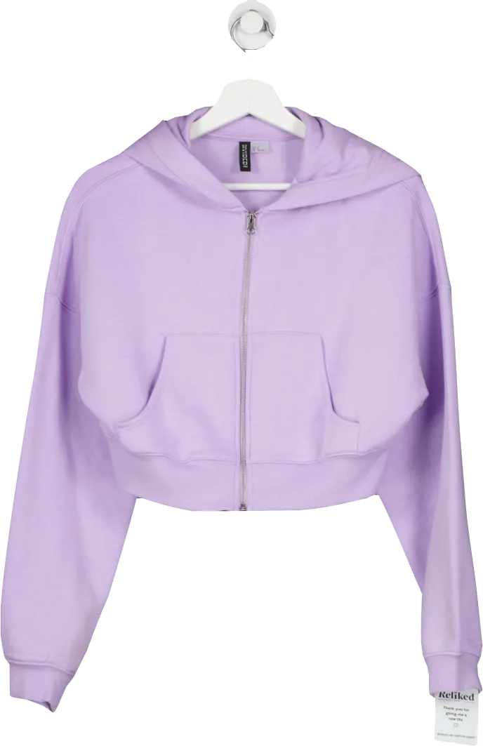 H&M Purple Crop Zip Up Hoodie UK M