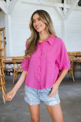 Happy Half Sleeved Woven Blouse, Pink