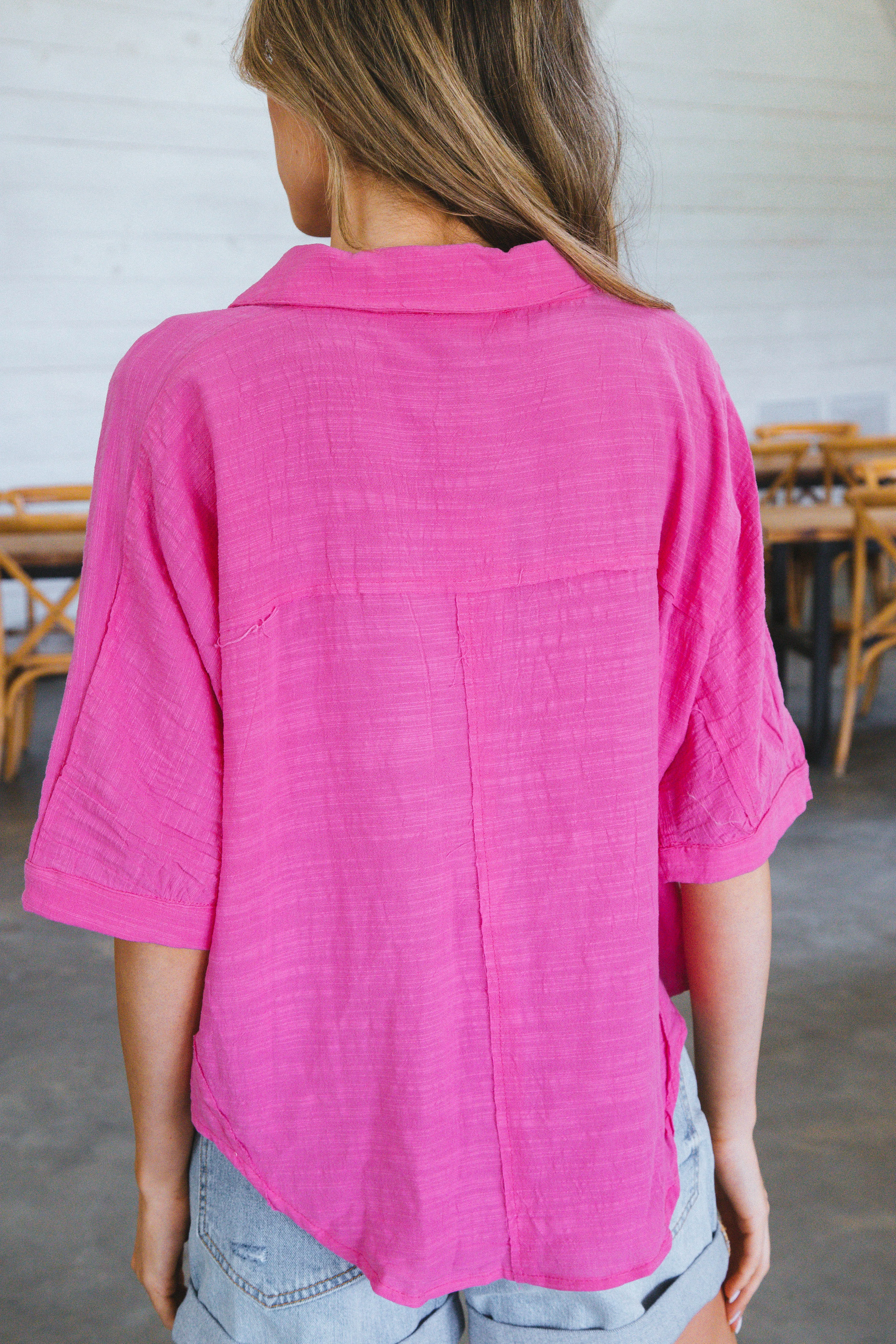 Happy Half Sleeved Woven Blouse, Pink