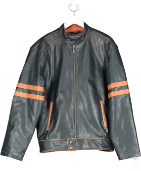 I.B Exchange Black Leather Look Motorcycle Jacket UK M