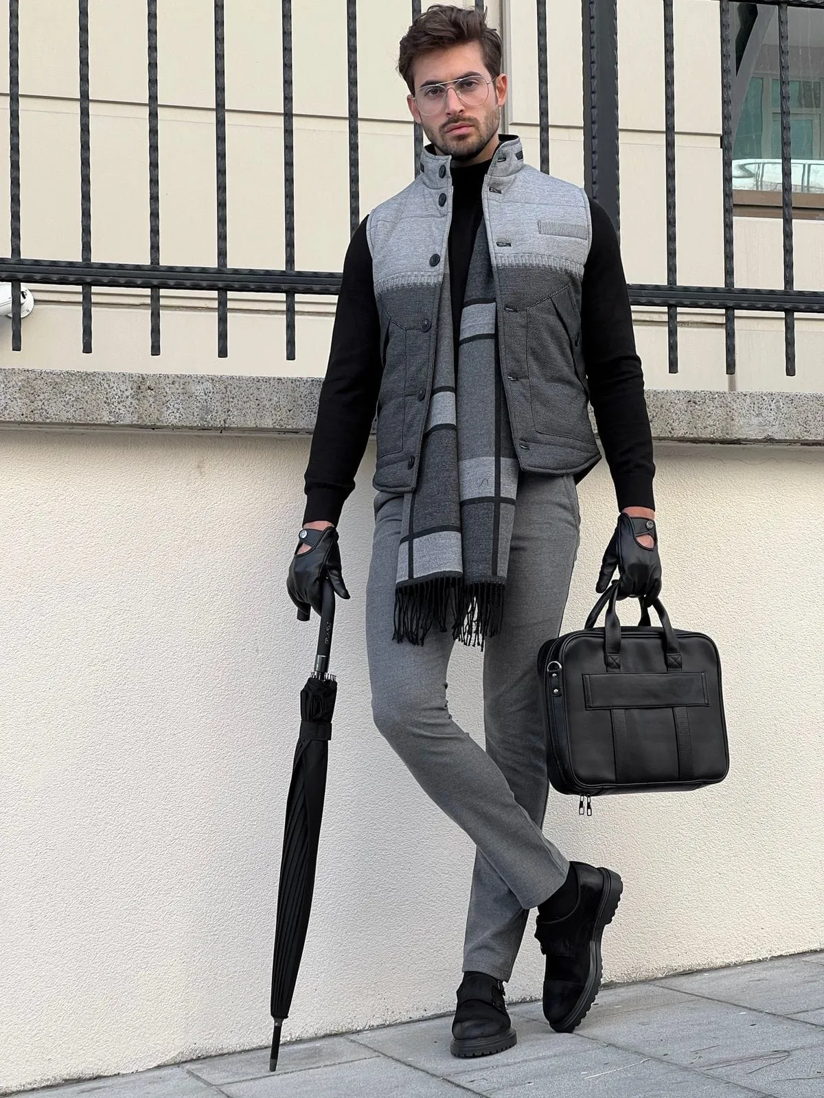 Inflatable Down Pocket Grey Vest