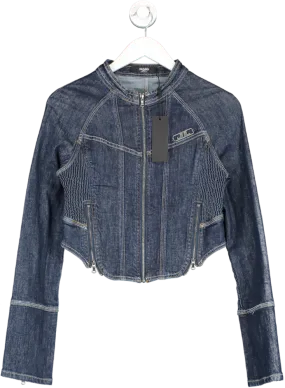 Jaded London Womens Blue Hudson Denim Corset Jacket in Indigo Wash - Size UK L