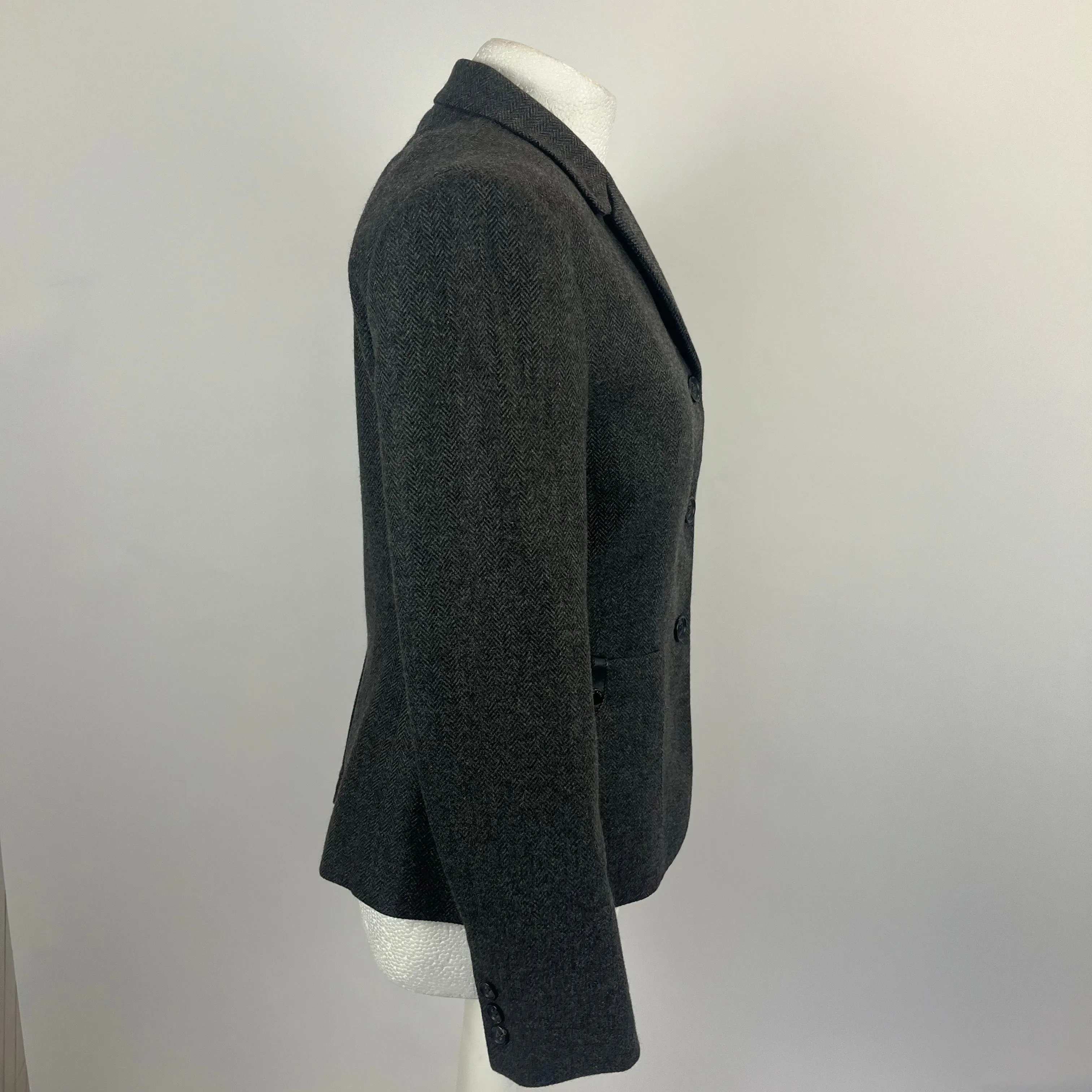 Loro Piana Charcoal Herringbone Cashmere Jacket S