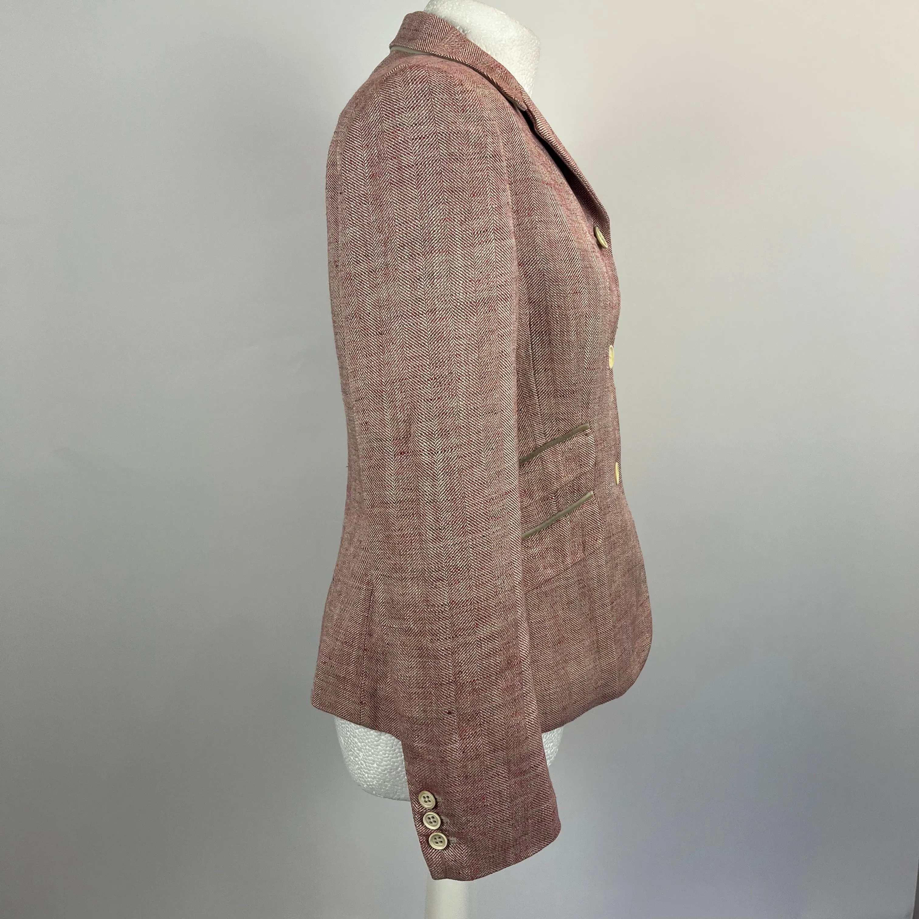 Loro Piana Pink Herringbone Linen &  Silk Jacket S