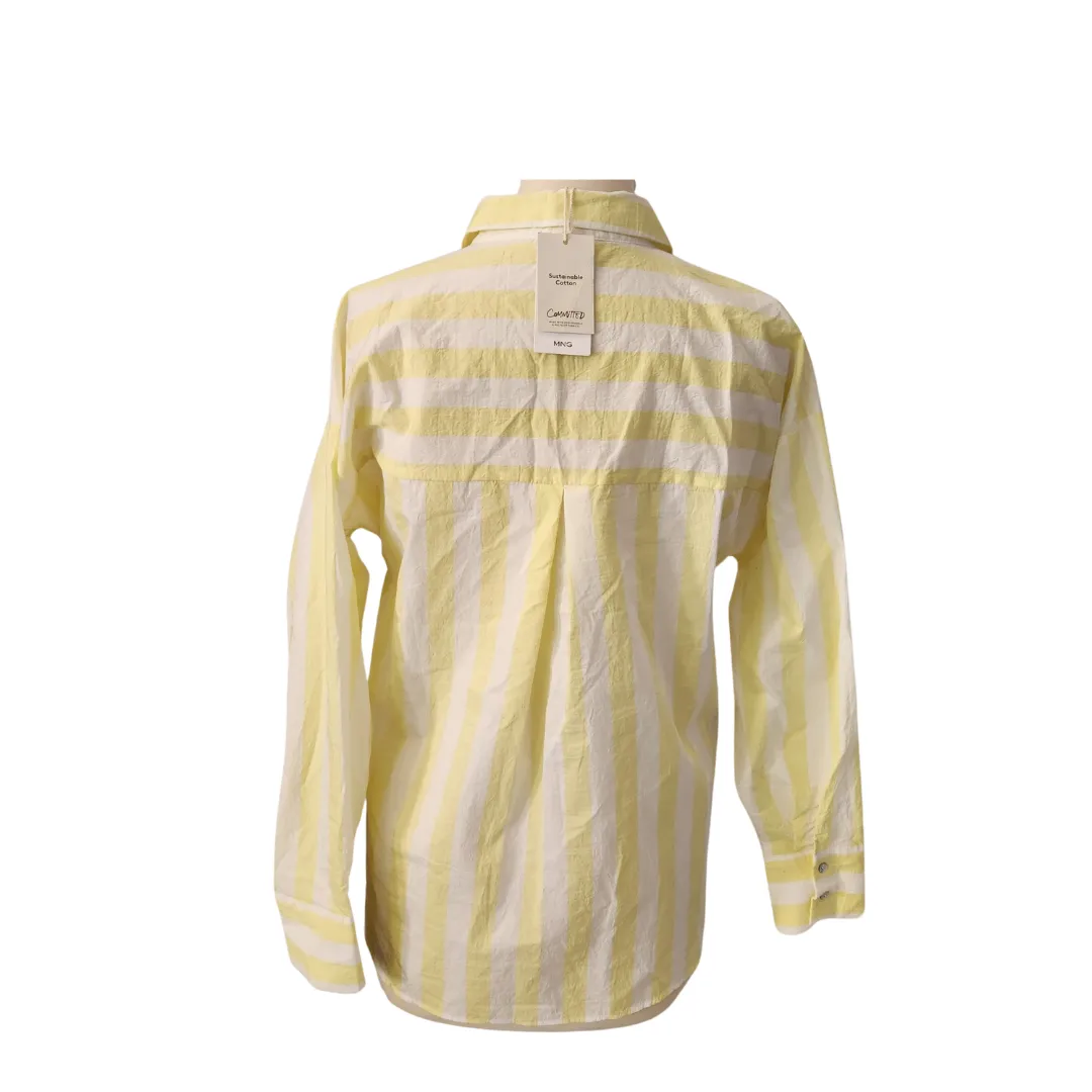 Mango Light Yellow & White Striped Collared Shirt | Brand New |