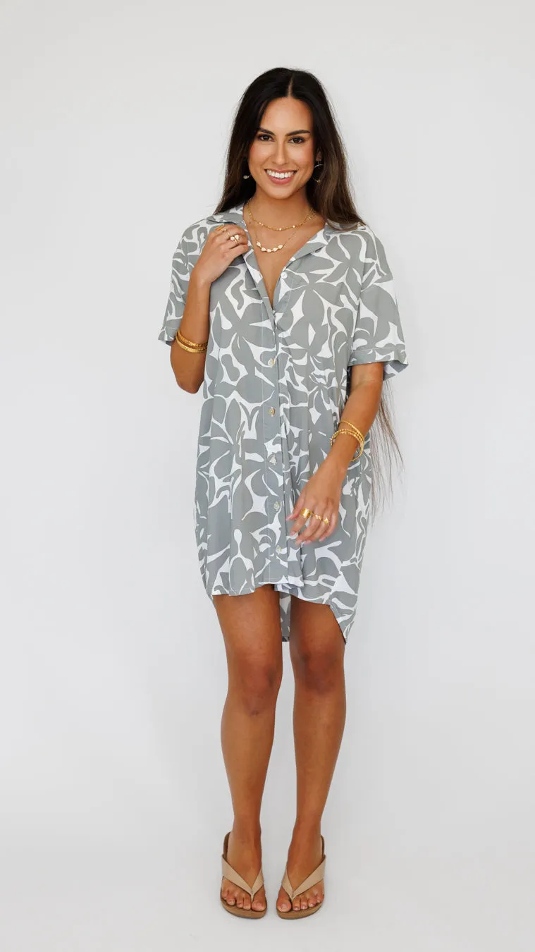 Maui Shirt Dress / Honolulu Silver