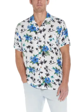 Mens Printed Viscose Button-Down Shirt