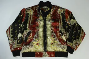 Metallic Silk Gold Foil Vintage 90's Grandma's Bling Bingo Night Wind Breaker Jacket