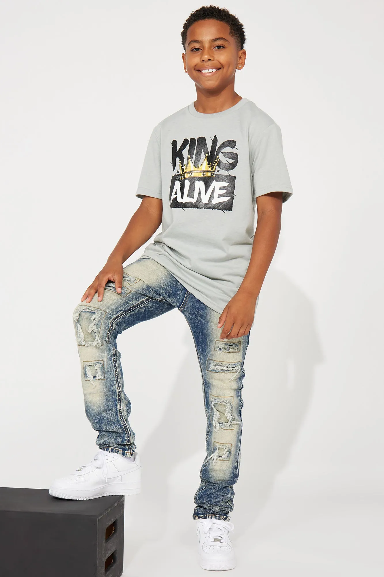 Mini Hide Away Distressed Skinny Jean - Indigo