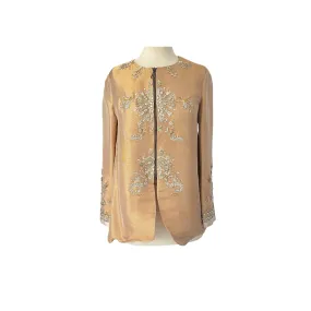 Misha Lakhani Gold Embroidered Silk Jacket | Gently Used |