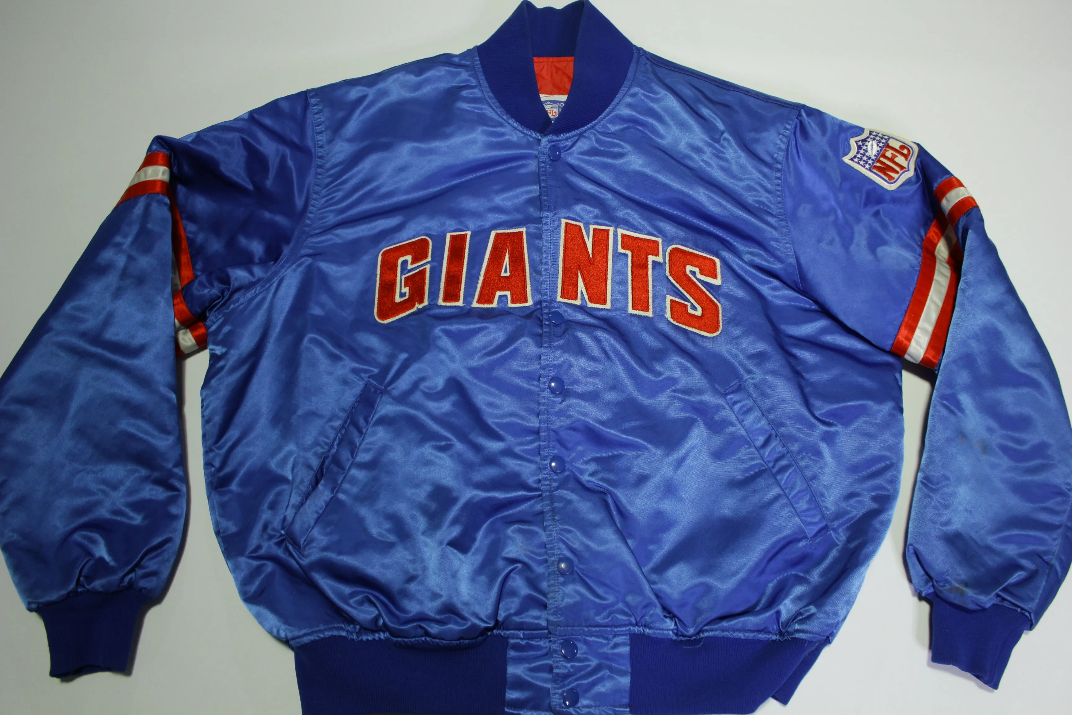 New York Giants Vintage 80's Satin NFL Quilt Lined Made in USA Starter Jacket