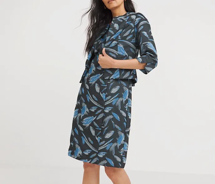 NIghtingales Blue Jacquard Navy Dress & Jacket 2-piece Set BNWT UK 18