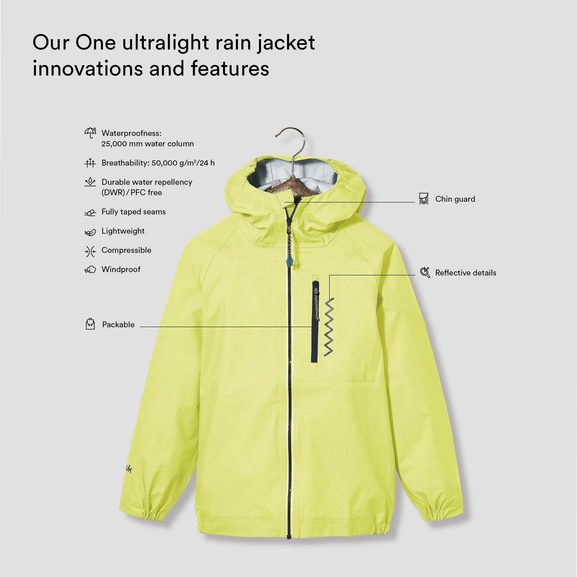 One ultralight rain jacket