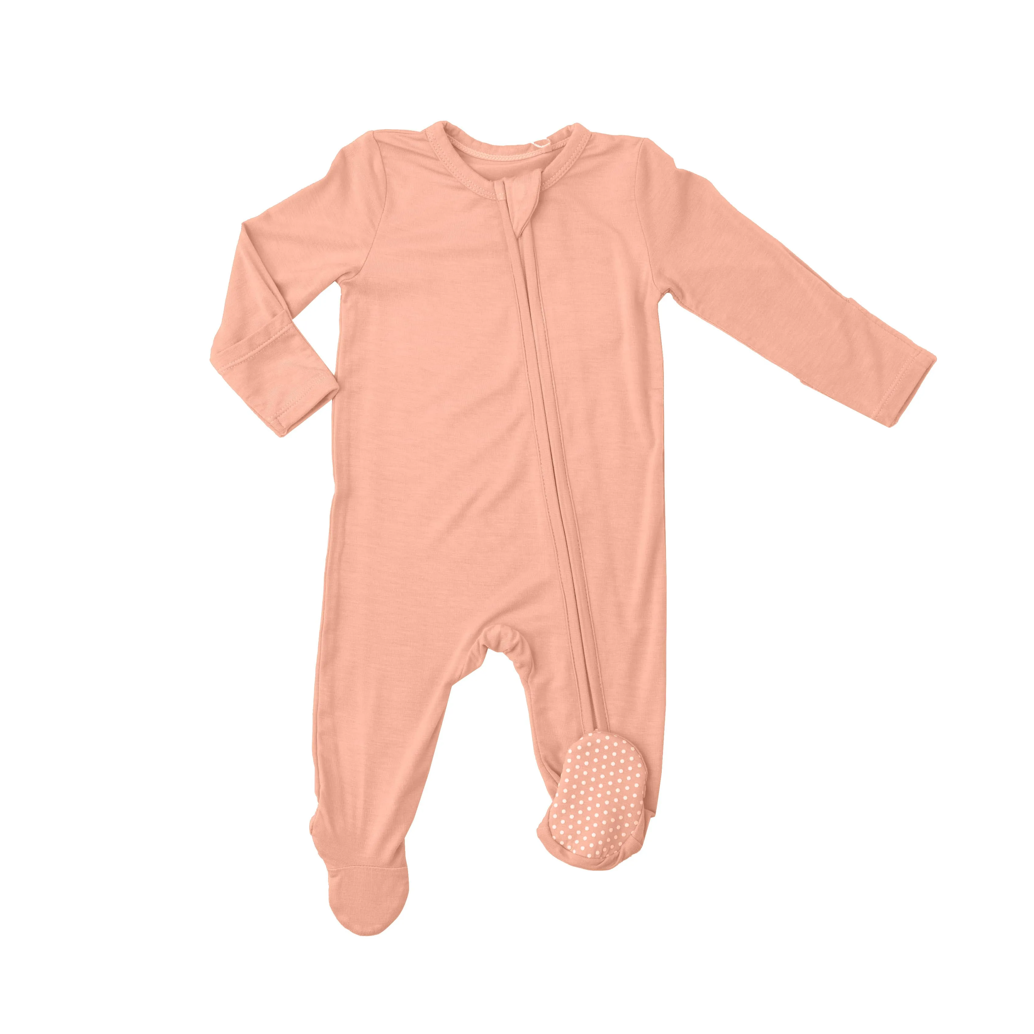 Peach Nectar Ruffle Back Two-Way Zipper Footie by Angel Dear