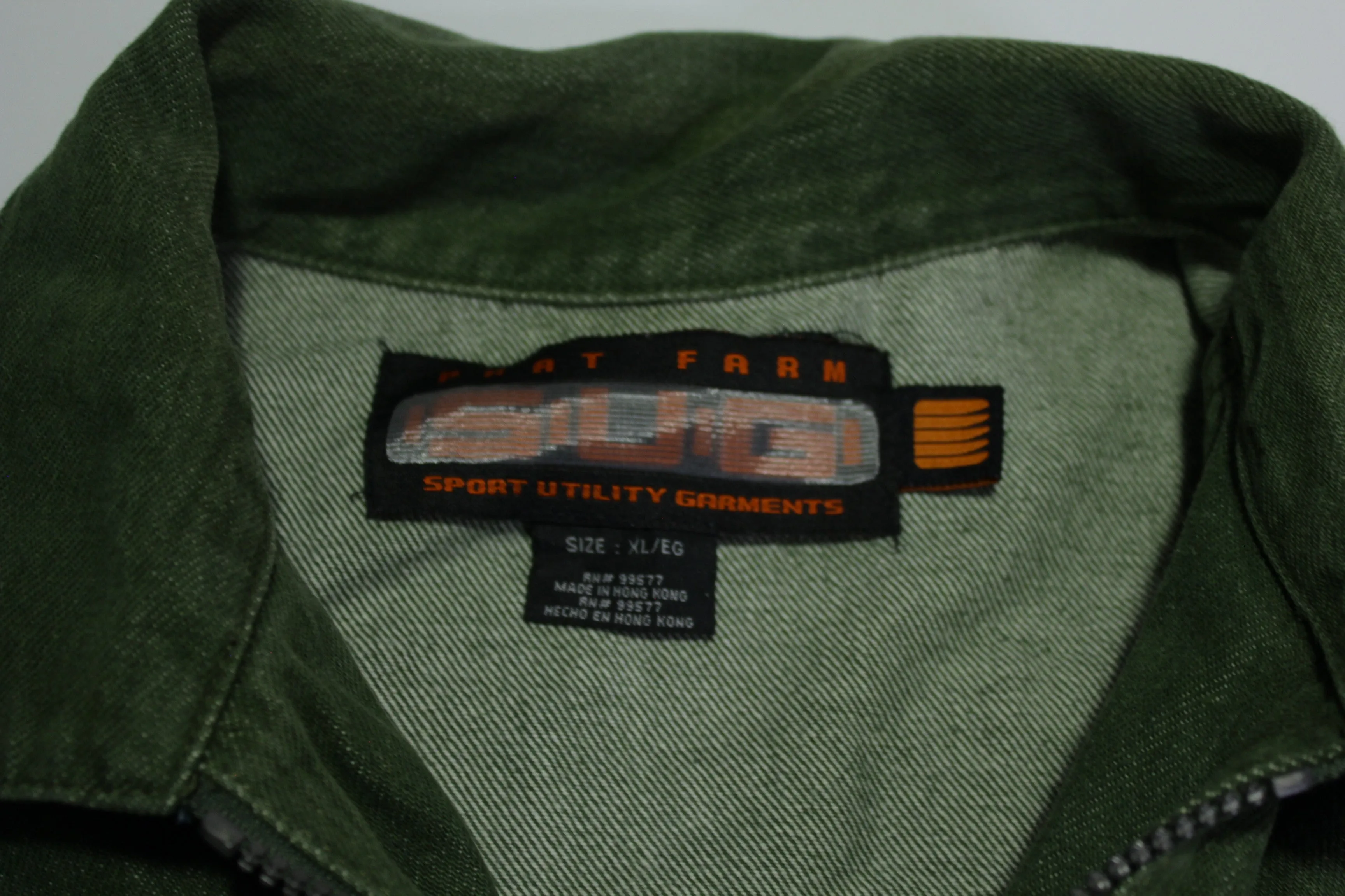 Phat Farm SUG Vintage Sport Utility Garments 90's Denim Camo Green Jean Jacket