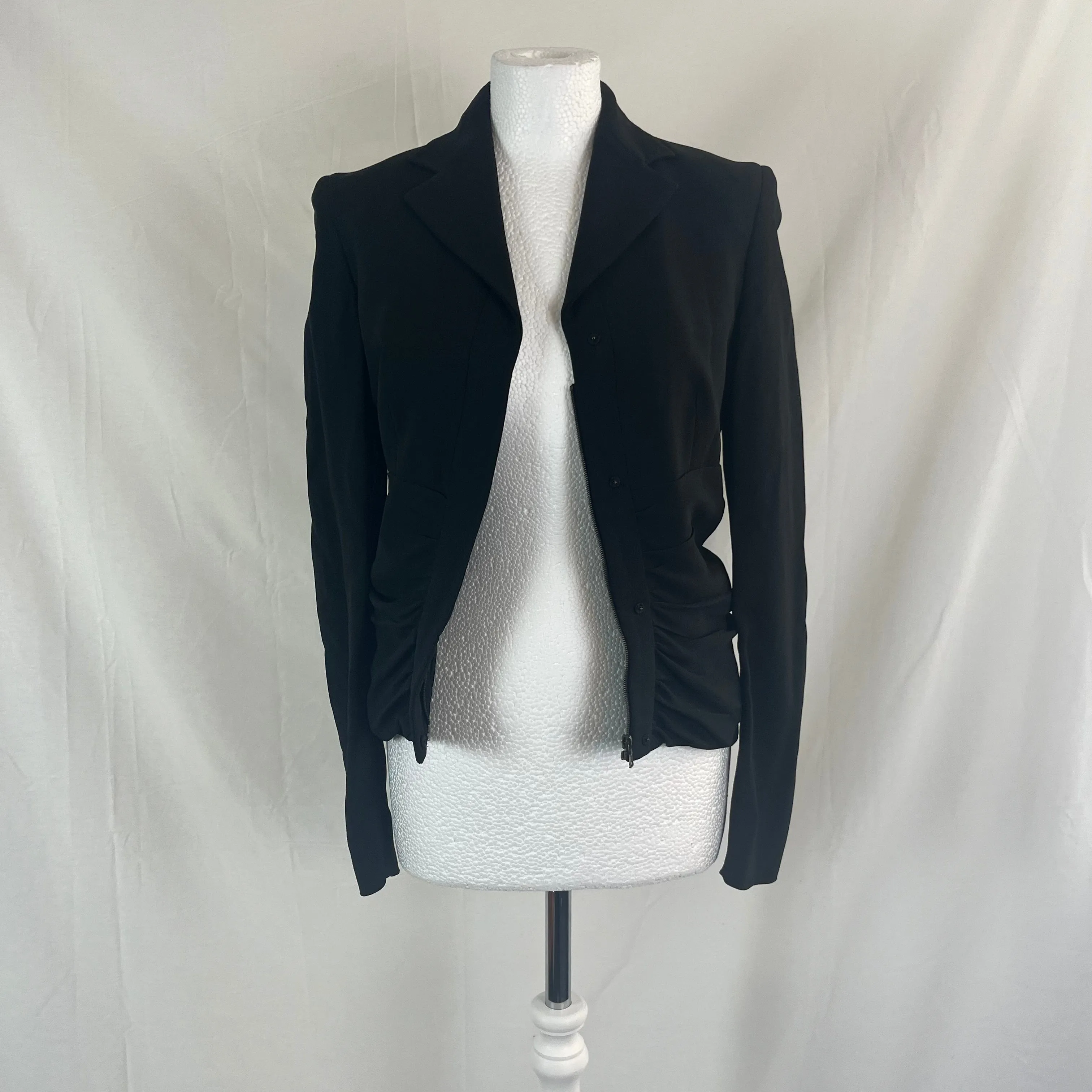 Prada Black Vintage Wool Crepe Zippered Jacket S