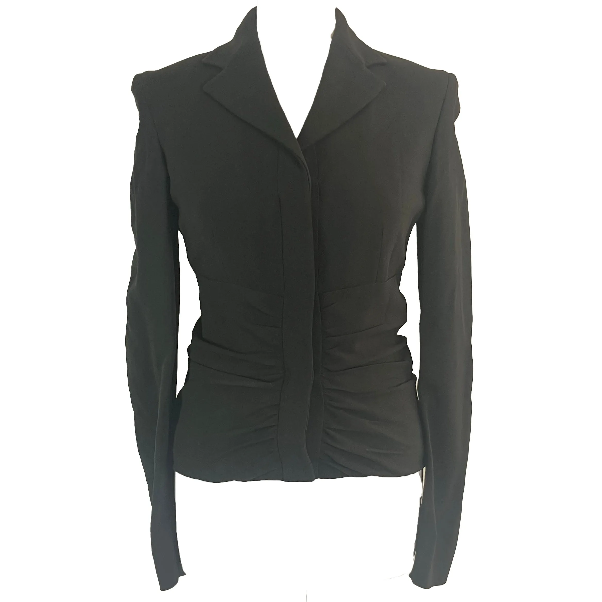 Prada Black Vintage Wool Crepe Zippered Jacket S