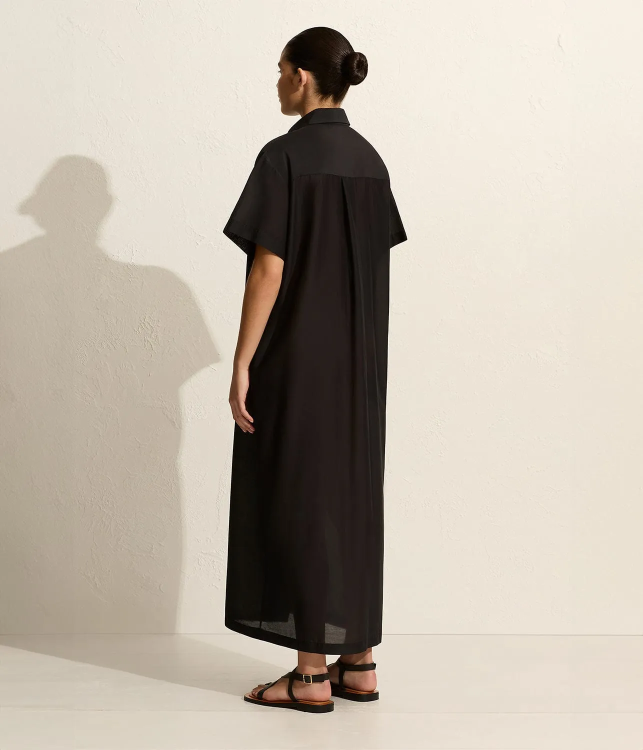 RELAXED SHIRT DRESS- BLACK